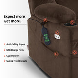 MCombo Dual Motor Power Lift Recliner Chair with Massage and Dual Heating, Adjustable Headrest for Big and Tall Elderly People, Fabric 7634 (Coffee, Large-Regular) MCombo