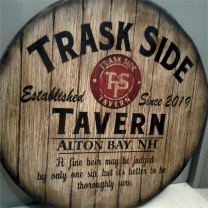 Personalized Table Top Inspired by Old Whiskey & Wine Barrel Lids, Custom Gifts for Men, Rustic Living Room Home Bar Man Cave Wood Furniture, Size 16/20/24/30/36/40/42/46 Inch