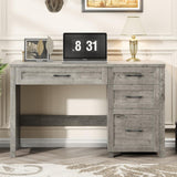 Halitaa Farmhouse 47" Executive Desk, Computer Desk with File Drawer and Charging Station, Workstation for Home Office, Study.Grey Halitaa