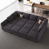 Belffin Oversized Modular Sectional Sofa Sleeper Sectional Couch with Storage Chenille Sofa Bed for Living Room, 12 Seats, Dark Grey Belffin