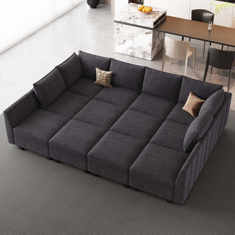 Belffin Oversized Modular Sectional Sofa Sleeper Sectional Couch with Storage Chenille Sofa Bed for Living Room, 12 Seats, Dark Grey Belffin