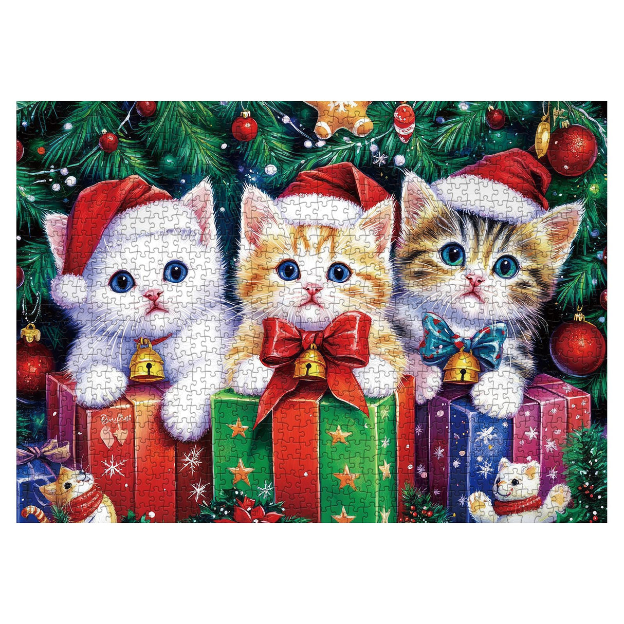 BUHAH Christmas Funny Cat Puzzles for Adults 1000 Pieces Winter Holiday Animal Jigsaw Puzzles Xmas Impossible Puzzle Challenging Puzzles for Adults As Christmas Decorations BUAHA