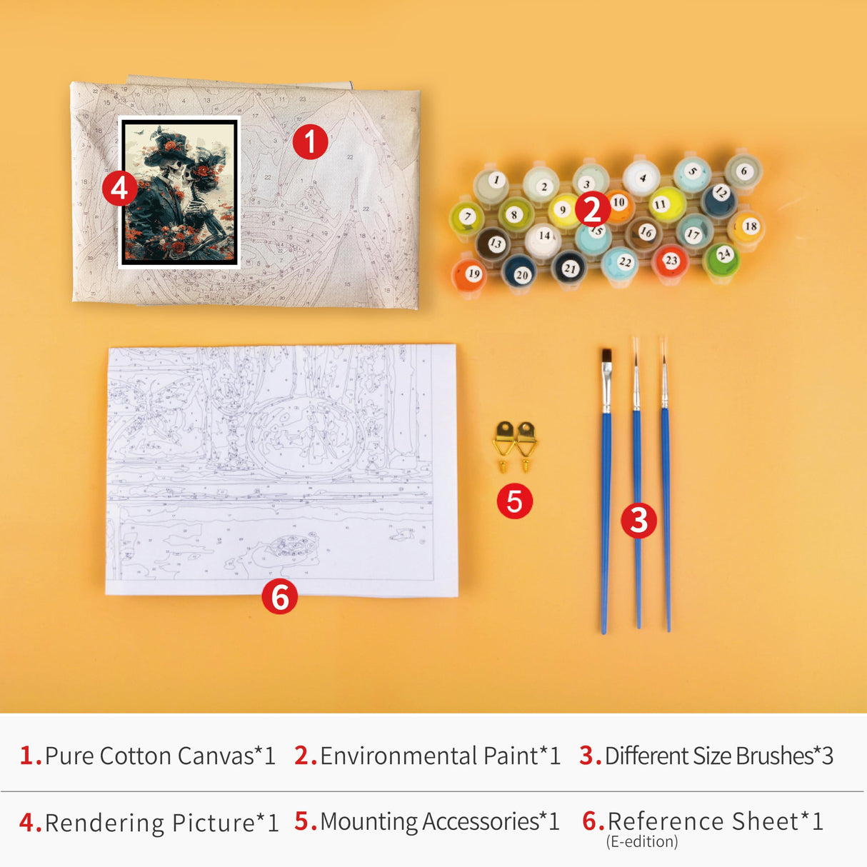 Adults Paint by Numbers Kits Romance Skull Paint by Number Wall Art Red Roses Butterflies and Floral Paint by Number Artwork Beautiful Skull Crafts Kits DIY Bedroom Wall Art 16x20 in (Frameless) Rebotipy