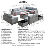 HOOOWOOO Outdoor Patio Sectional Furniture Sofa Set with Propane Fire Pit Table,13 Piece Large Modern Wicker Couch with Widened Armrest,Modular L Shaped Conversation Seating Set(Dark Grey) HOOOWOOO