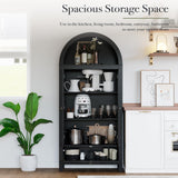 CHYMSUN 71” Tall Arched Kitchen Pantry Cabinet, Modern Farmhouse Hutch Storage Cabinets with Large Drawer and Glass Doors for Kitchen, Dining Room, Living Room, Black CHYMSUN