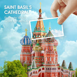 CubicFun LED Russia Cathedral 3D Puzzles for Adults Kids, St.Basil's Cathedral Architecture Building Church Model Kits Toys for Teens, 224 Pieces CubicFun