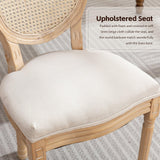 SoarTalent Rattan Back Upholstered Dining Chairs Set of 4 French Country Oval Kitchen Side Chairs with Wood Legs for Dining Room, Kitchen, Restaurant(Beige-Rattan) SoarTalent