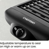 Chefman Electric Smokeless Indoor Grill w/ Non-Stick Cooking Surface & Adjustable Temperature Knob from Warm to Sear for Customized BBQing, Dishwasher Safe Removable Water Tray, Black Chefman