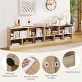 SILKYDRY 5 Cube Storage Organizer, 2-Tier Horizontal Bookshelf, Wooden Display Book Shelves for Home Office Classroom, Low Bookcase Under Window (Natural, 44” x 12” x 24”) SILKYDRY