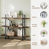 OtterOasis Heavy Duty 3-Tier Industrial Bookcase, 39" Wide Wood Bookshelf for Home Office, 120lbs Shelf Capacity, Rustic Open Shelving Display with Reinforced Horizontal Shelf for Living Room Bedroom OtterOasis