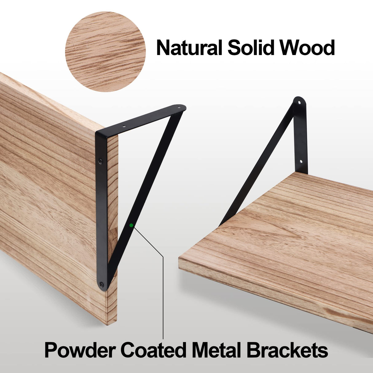 Floating Shelves for Wall, 12 Inch Deep Floating Shelves Set of 2, 16W x 12D Rustic Farmhouse Shelves Wide Display Ledges for Living Room Kitchen Bathroom Bedroom - Carbonized Black Marsmiles