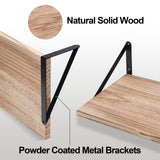 Floating Shelves for Wall, 12 Inch Deep Floating Shelves Set of 2, 16W x 12D Rustic Farmhouse Shelves Wide Display Ledges for Living Room Kitchen Bathroom Bedroom - Carbonized Black Marsmiles