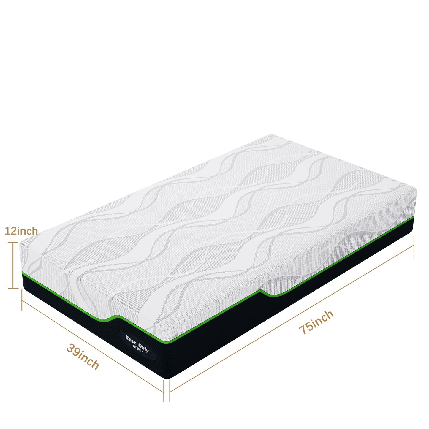 Rest Only Twin Mattress for Pressure Relief, 12 Inches Cooling Gel Memory Foam Hybrid Mattress, Twin Bed Mattress with Individual Pocket Spring for Motion Isolation, Medium Firm