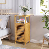 VIAGDO Bamboo Cabinet, Bathroom Storage Cabinet with Single Door and Shelf, Freestanding Bathroom Cabinet, Kitchen Cupboard, Sofa Side Table for Living Room/Hallway/Kitchen VIAGDO