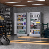 Greenvelly Metal Garage Storage Cabinet, 72” Tall Locking Steel Cabinet with 2 Doors and 4 Adjustable Shelves, Utility Metal Filing Cabinet with Lock for Home, Office, Garage, School (Dark Grey) Greenvelly