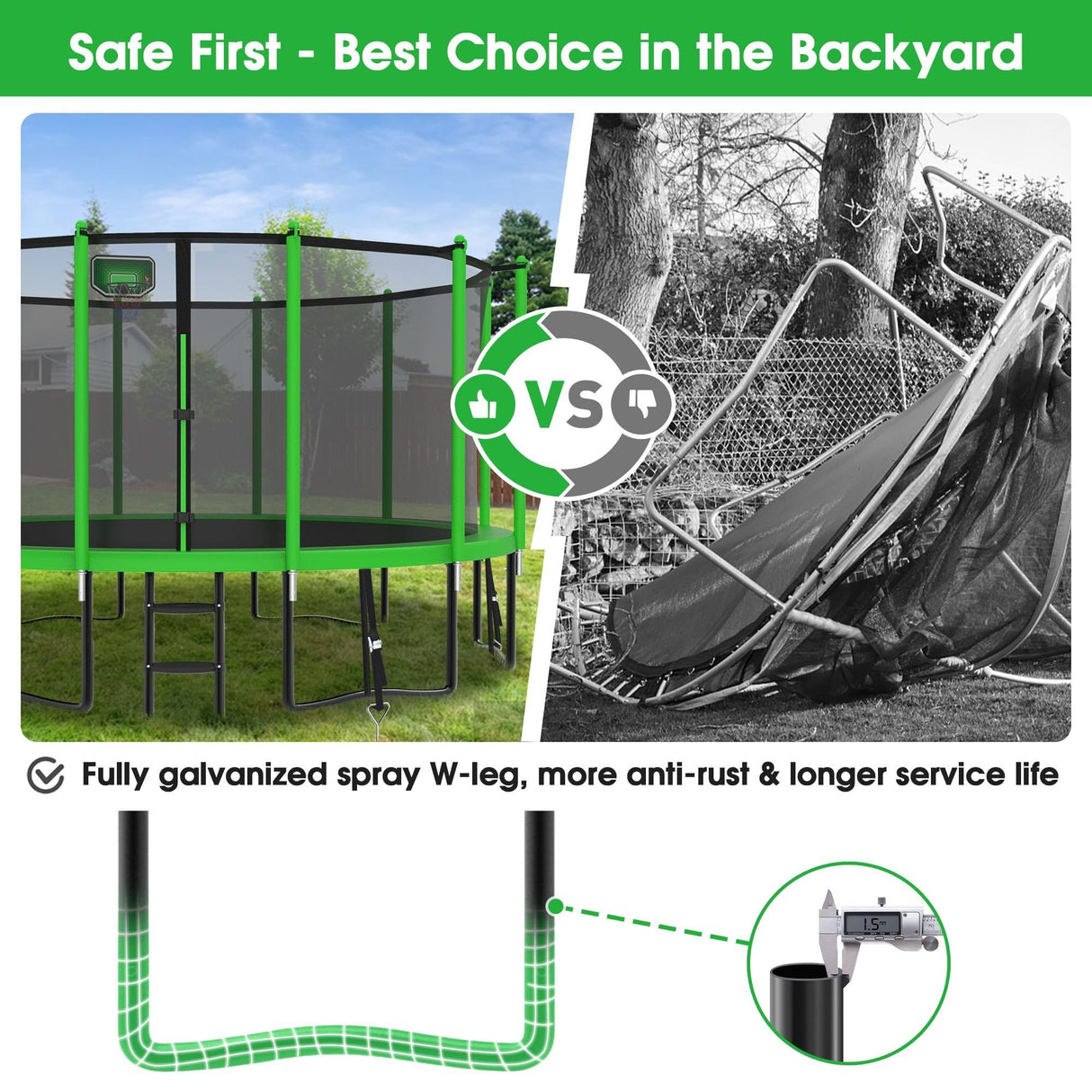 YORIN Tranpoline 12FT, Outdoor Tranpoline for Kids and Adults 1200LBS Tranpoline with Basketball Hoop, Enclosure Net, Back Yard Heavy Duty Recreational Tranpolines, ASTM Approved YORIN