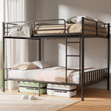 Feetice Queen Over Queen Bunk Bed, Heavy Duty Metal Bunk Bed with PVC Anti-Slip Ladder & Full-Length Guardrails, Noise-Free Bunk Bed Frame for Adults, Teens, Black Feetice