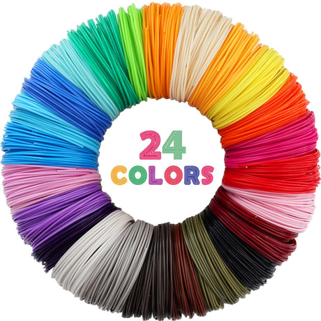 MIKA3D 24 Colors 1.75mm ABS 3D Pen Printer Filament Refill, Each Color 3.5m, Total 84m ABS Material, Support for MYNT3D / SCRIB3D 3D Printing Pen, Not Fit for 3Doodler Pen MIKA3D