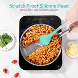 600ºF Heat Resistant Kitchen Utensil: U-Taste 13.6" Extra Long Silicone Cooking Tools Set, Food-Grade Non-Stick Solid and Slotted Turner Spatula, Mixing Spoon, and Soup Ladle (5 Pieces, Aqua Sky) U-Taste