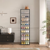 Autonomier 10 Tier Tall Shoe Rack, Non-Woven Fabrics Compact Narrow Shoe Stand Shelf, Vertical Small Space Saving Storage Organizer for Closet Floor, Front Door Entrance, Entryway, Black Autonomier