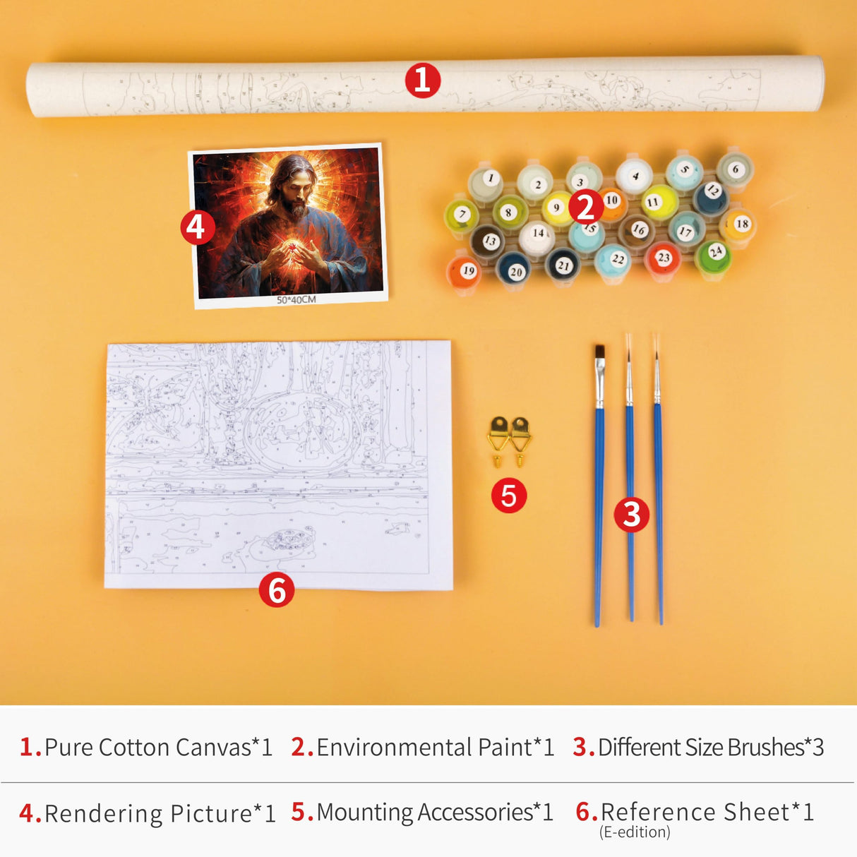 Jesus Paint by Numbers Kit for Adults, Jesus God DIY Paint by Numbers, Sacred Heart of The Lord Painting Acrylic Paint Crafts for Home Decoration 16x20 Inch Rebotipy