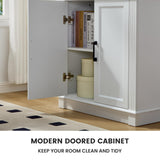 White 5 Tier Book Shelf and Bookshelf with Storage Cabinet Doors, 72 Inch Tall Bookcase, Wooden Cube Storage Organizer, Kids Bookshelf, Display Cabinet for Bedroom Furniture, Living Room, Pantry LIDYUK