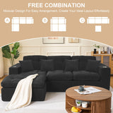 YKVIQBY Modular Cloud 3 Seater Sofa L Shaped Sectional Couch, Comfy Modern Sectional with Cup Holders, Ergonomic Support & Free Combination for Apartment for Living Room Bedroom, Black YKVIQBY