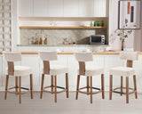RIVOVA 26” Bar Stools Set of 4 Counter Height Bar Stool, Modern Kitchen Barstools with Back and Wood Legs, Farmhouse Upholstered Island Stools Countertop Bar Chairs, Beige RIVOVA