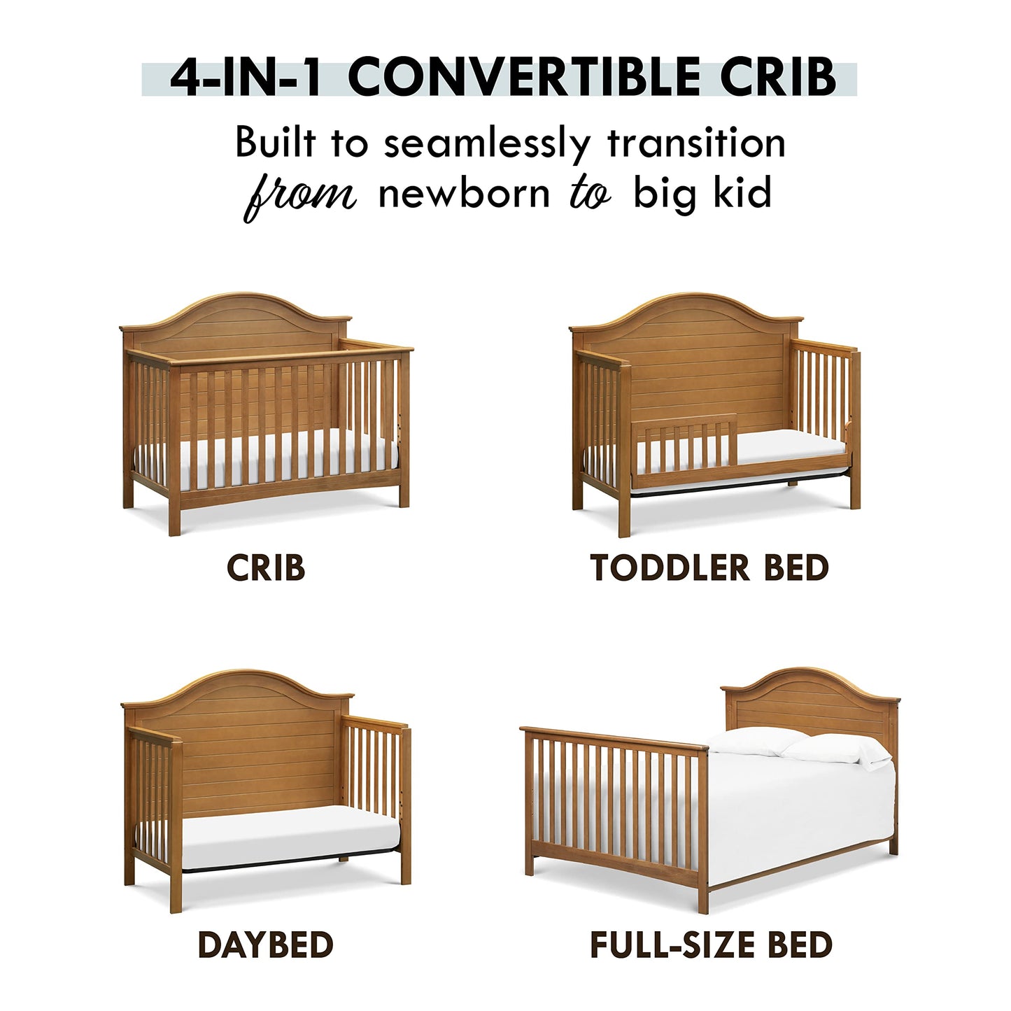 Carter's by DaVinci Nolan 4-in-1 Convertible Crib in Chestnut, Greenguard Gold Certified