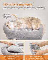 Feandrea Cat Tree, 26.4-Inch Cat Tower, S, Cat Condo for Kittens up to 7 lb, Large Cat Perch, 2 Cat Caves, Scratching Post, Light Gray UPCT611W01 Feandrea