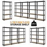 Topeakmart 5-Tier Utility Shelves, Metal Storage Shelves Garage Shelving Unit Adjustable Garage Storage Shelves Storage Racks Heavy Duty Shed Shelving- Black, 35.5 x 12 x 71 Inch Topeakmart
