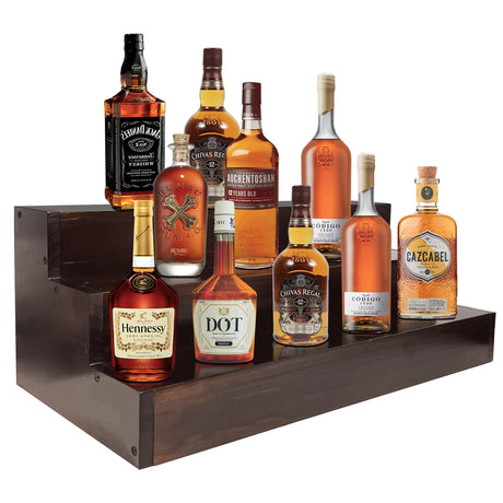 Royxen 24 Inch Solid Wood Liquor Bottle Shelf 3 Tier Bar Shelf Freestanding Vintage Liquor Bar Stand for Home Bar Decor, Natural Wood Royxen