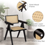 comfy to go Rattan Dining Chairs Set of 6, Kitchen Chairs Cane for Dining Room, Black comfy to go