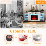 72" LED Lights Electric Fireplace with Mantel, Fireplace TV Stand for TVs Up to 80",Modern Entertainment Center with Storage, Delicate Three-Dimensional Molding with Remote Control for Living Room BOSHIRO