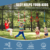 Slsy Ninja Warrior Obstacle Course for Kids, 50FT Durable Ninja Slackline Kit with 8 Complete Accessories, Playset Equipment with Swing, Climbing Net, Ladder & Monkey Bars (8 Obstacles) Slsy