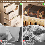 Aheaplus Closet System, Closet Organizer with 3 Wooden Drawers, 8FT Closet Organizer System, 96’’ Walk-in Closet Wardrobe Clothes Rack with Hanging Rods, Garment Rack, Fits 5.3-9 ft, -W3,White Aheaplus