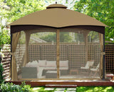 SCOCANOPY Beige 10' x 12' Gazebo Privacy Curtain Set for Lowe's Allen Roth 10X12 Gazebo Model #GF-12S004B-1 / GF-12S004BTO/ TPGAZ17-002 - WoodArtSupply