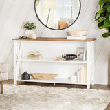 Walker Edison 2 Tier Modern Farmhouse Wood Bookcase Bookshelf Storage Home Office Storage Cabinet, 52 Inch, White Walker Edison