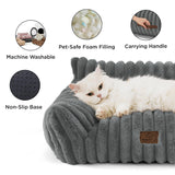 Bedsure Cute Cat Couch for Pets - Fluffy Small Dog Sofa with Premium Soft Corduroy Fleece, Pet Sofa with Removable Washable Cover, Supportive Dog Couch Bed for Small Medium Dogs, 30inch, Warm Grey Bedsure