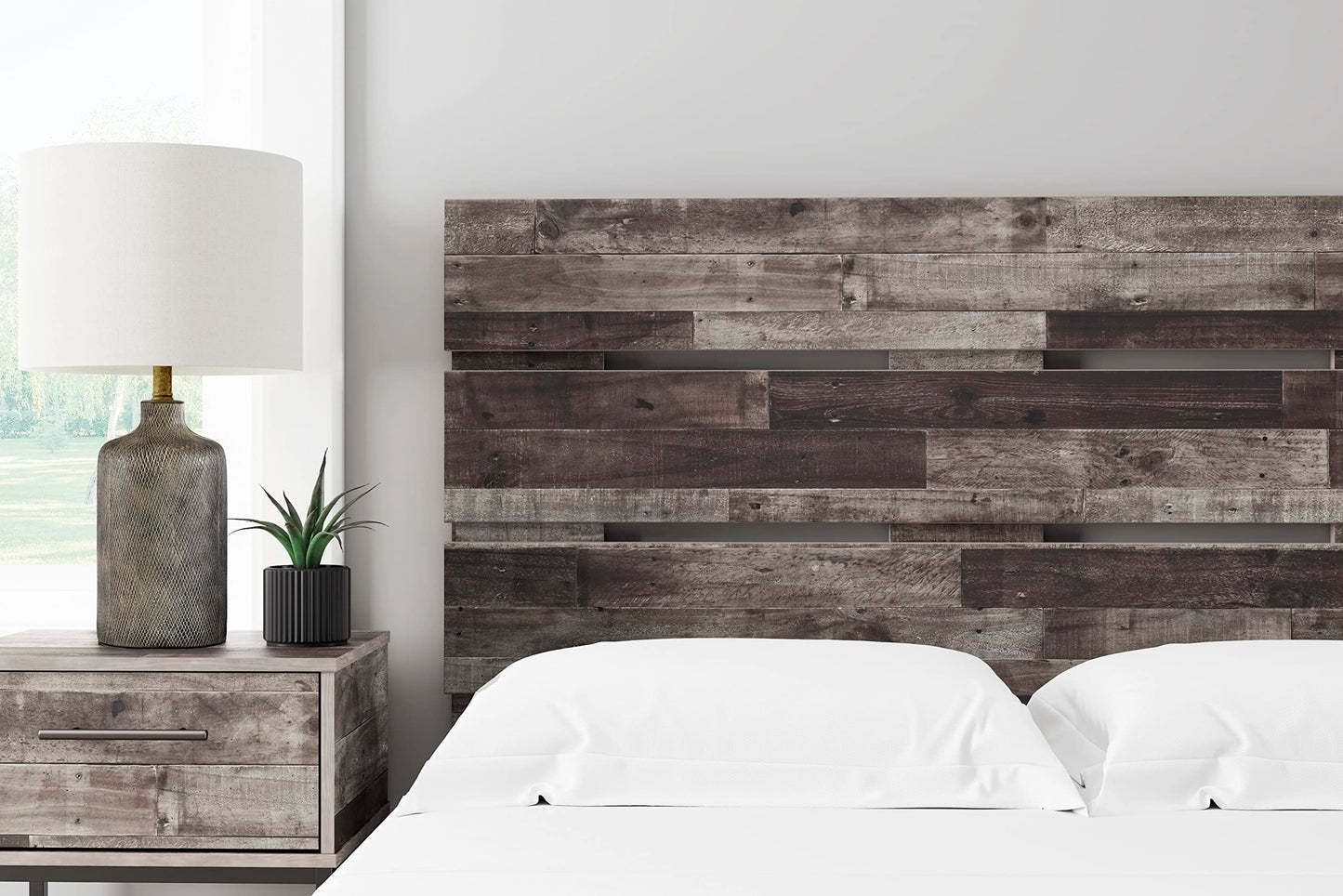 Signature Design by Ashley Neilsville Butcher Block Panel Headboard, Full, Brown