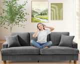 Kidirect 87in Corduroy Couch, Sofas for Living Room No Tool Assembly, Comfy Couches for Living Room 21in Deep Seats, Oversized Loveseat Sofa with 2 Pillows, 3 Seater Couch for Bedroom,Grey Sofa Kidirect