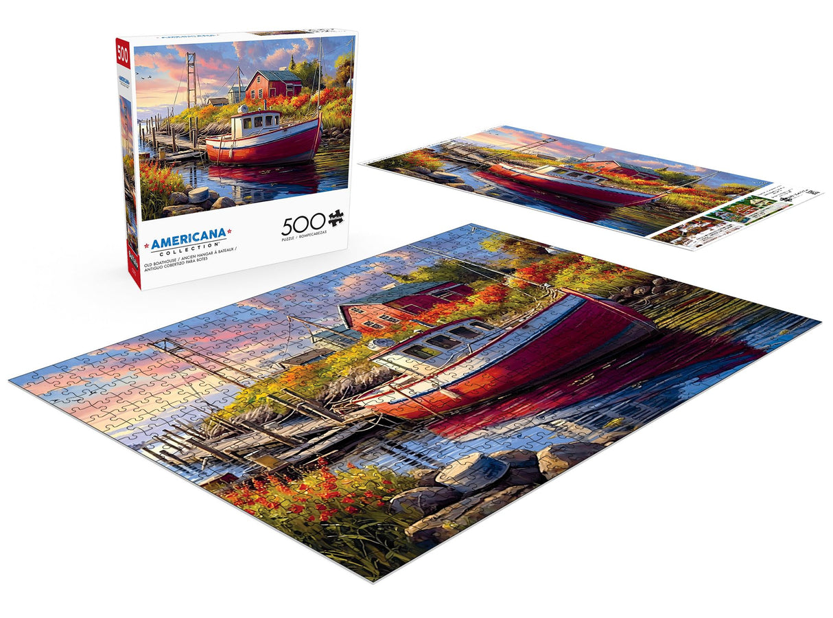 Buffalo Games - Imagine It Images - Old Boathouse - 500 Piece Jigsaw Puzzle for Adults -Challenging Puzzle Perfect for Game Nights - Finished Size is 21.25 x 15.00 Buffalo Games