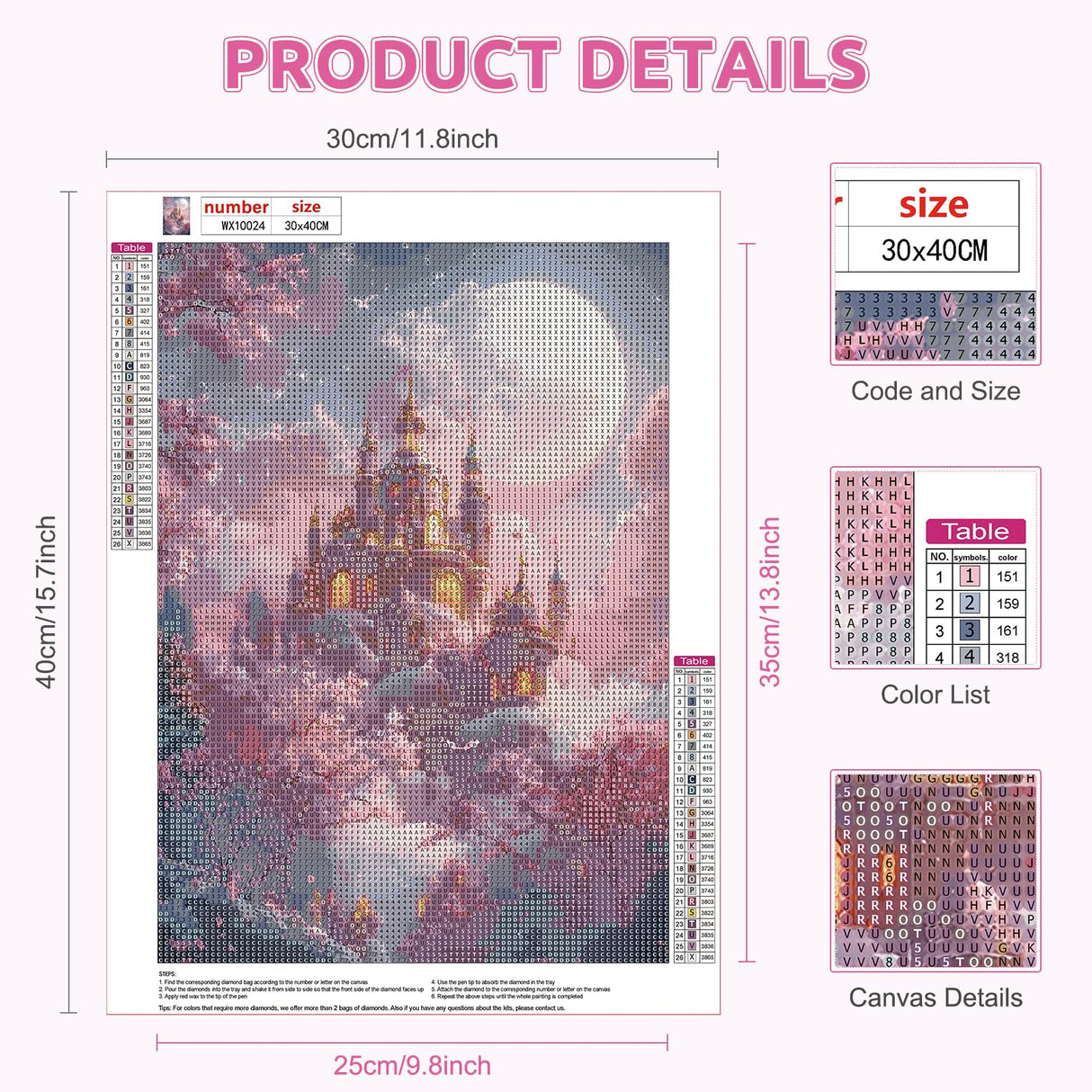 EOBROMD Diamond Art Painting Kits, Full Drill Dream Castle Diamond Paintings for Adults Beginners DIY Paint Picture with Diamonds Pictures Gem Art for Home Wall Art Decor 12x16inch EOBROMD