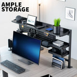 VIVO Steel Clamp-on 46 x 25 inch Desk Pegboard System with Storage Shelf and Accessory Trays, Multi-Purpose Office Organizer, Black, PP-PBSF46 VIVO