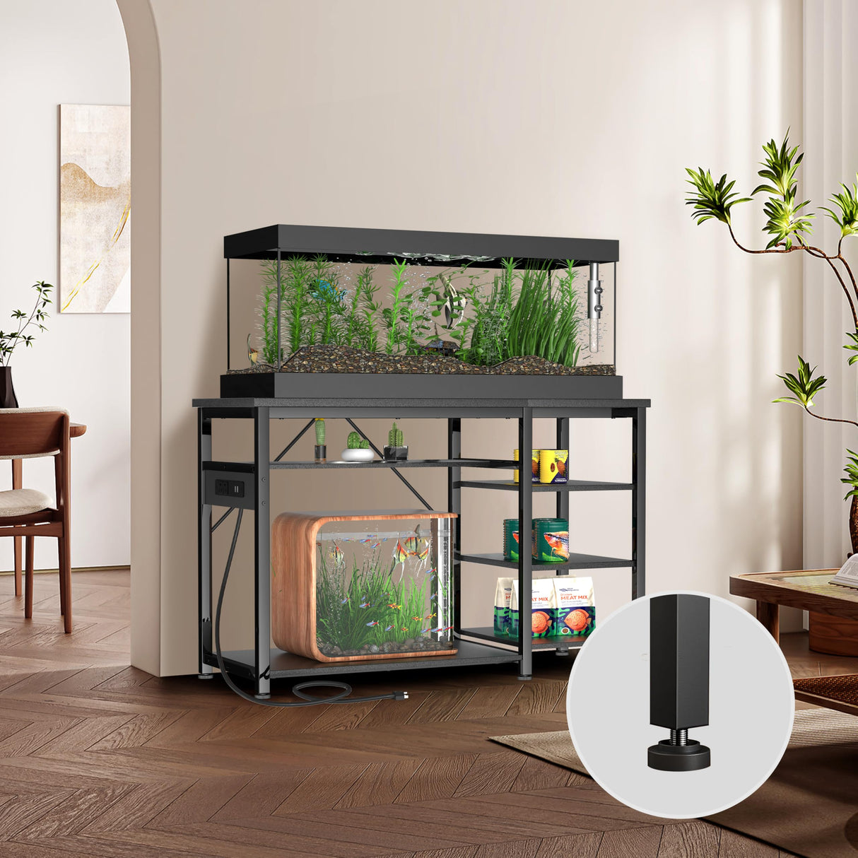 30-40 Gallon Aquarium Stand: Heavy Duty With Power Outlets and Cabinet for Tank Accessories Storage - Metal Frame, 1000LBS Capacity, Suitable for Fish & Reptile Terrariums Keelian