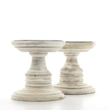 Hosley's Set of 2 White Wood Pillar Holders - 5" High. Ideal Gift for Weddings, Special Occasion, Spa, Aromatherapy Settings, Candle Gardens W1 Hosley