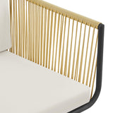 Yaheetech 3 Piece Patio Rattan Bistro Set, Outdoor All Weather PE Wicker Conversation Furniture Set with 2 Chairs & Tempered Glass Top Table & Cushions, for Poolside/Porch/Garden/Yard, Tan/Cream Yaheetech