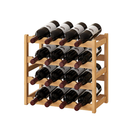 BMOSU Bamboo Wine Rack Wine Storage Cabinet Shelf 16 Bottle Wine Racks Countertop Solid and Practical for Kitchen Dining Room Pantry - 4 Tiers Wine Rack(Natural)