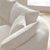 WILLIAMSPACE 124.8" Modern Curved Sofa Couch, Upholstery Boucle Sofa Couch with Pillows, Right Hand Facing Sectional Boucle Fabric Couch for Living Room (Right-Facing,Light Cream) WILLIAMSPACE