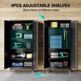 SISESOL Metal Storage Cabinet with Wheels,Rolling Garage Storage Cabinet with Lock,Black Metal Cabinet with Wheels and Shelves,Tool Cabinet,Tall Storage Cabinet on Wheels for Garage,Home,Office,Shop SISESOL